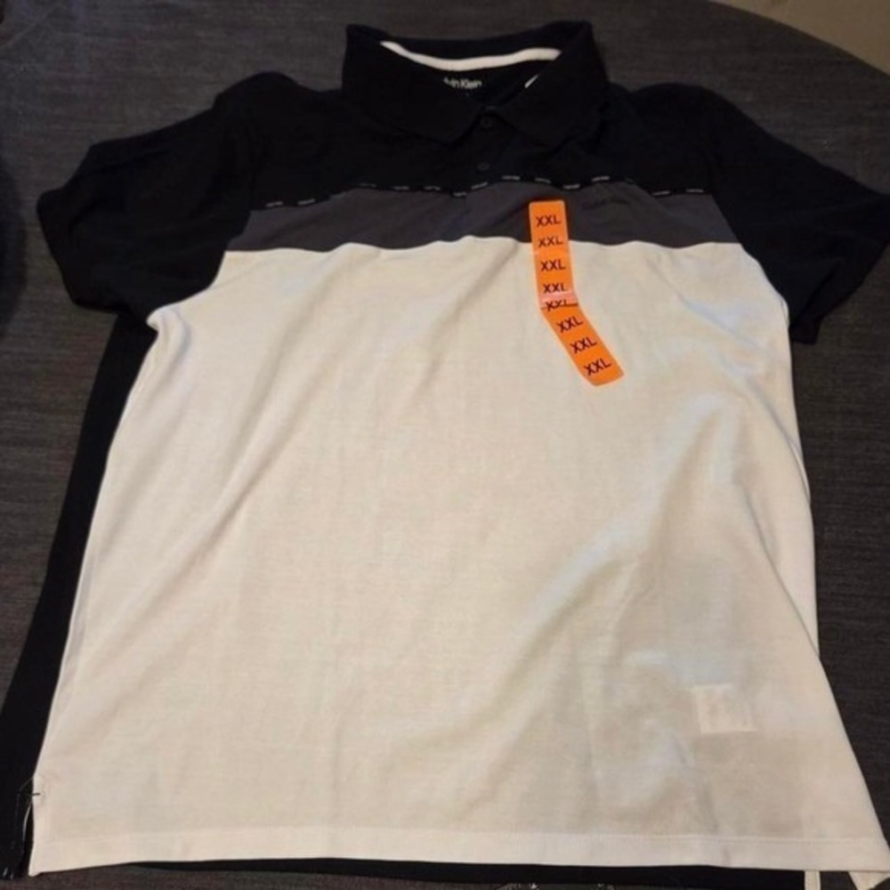 Calvin Klein‎ Polo Shirt Mens XXL Black Color Block New